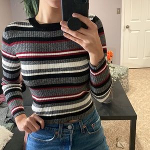 Divided striped sweater